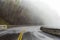 Smoky Mountain Road Disappears Into Fog With Copy Space