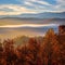 Smoky Mountains, Tennessee with Fog and Fall Trees