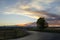 Smoky Sunset Mountain with Road and Tree