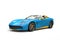 Smooth blue fast racing sports car with yellow details and interior