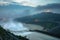 Smooth draining water from the hydroelectric dam at dawn