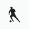 Smooth dribble in soccer - silhouette flat illustration