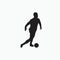 Smooth dribbling in soccer - silhouette flat illustration