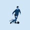 Smooth dribbling in soccer - two tone flat illustration