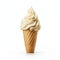 Smooth And Elaborate Ivory Ice Cream Cone On White Background