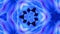 Smooth looped animation of 3d abstract soft matte shape like flower or mandala, symmetrical structure of blue purple