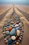 smooth pebbles on a beach, arranged artistically