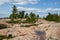 Smooth red granite rocks on the Canadian Shield