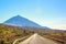 Smooth road in the deserted area leading to the volcano Teide on Tenerife