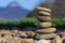 Smooth rocks stacked and balancing