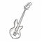 Smooth And Shiny Bass Guitar: A Meticulous Outline Sketch