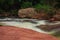 Smooth and silky flow of water in Thirumoorthy Falls also knows as Panchalingam Falls in tamil language, Udumalpet, Tamil Nadu,