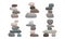 Smooth Stones and Pebbles Balancing on Each Other Creating Tower Vector Set