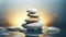 Smooth stones stacked in balance, tranquility and meditation. Zen background