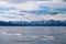 Smooth surface of winter frozen ice field with snow formations of lake Hovsgol in Mongolia