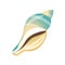 Smooth white and blue sea shell, an empty shell of a sea mollusk. Colorful cartoon illustration