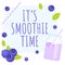 Smoothie with blueberries. Purple berry milkshake. Vector banner with smoothie.