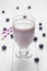 Smoothie with blueberry, banana, oats, almond milk and yogurt