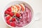 Smoothie bowl blueberry, acai with figs, raspberries and grano