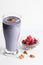 Smoothie from currants, blueberries and nuts for healthy breakfast