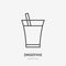 Smoothie flat line logo, fresh drink, juice in glass vector icon. Beverage illustration. Sign for healthy food store