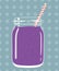 Smoothie in mason jar with straw on dotted background. Vector hand drawn illustration.