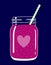 Smoothie in mason jar with straw and a heart. Romantic smoothie.Vector hand drawn illustration.