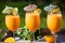 Smoothie with melon, orange, carrot, lime - Fresh fruits,