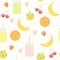 Smoothie pattern with funny fruits.