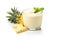 Smoothie pineapple yogurt isolated on white background