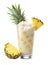 Smoothie pineapple yogurt with pineapple slices on cutout PNG transparent background. Generative AI