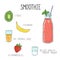 Smoothie recipe with a bottle and ingredients. Detox, healthy eating.