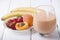 Smoothies with apricot, strawberry and banana