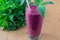 Smoothies from assorted: strawberry, sea buckthorn, blackberry, cherry, mint in a glass