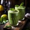 Smoothies drink with spinach and flax seed