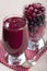 Smoothies of frozen raspberries, blueberries and cranberry with