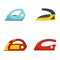 Smoothing iron drag icons set, flat style