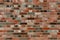 Smoothly flamed red-blue-colored Clinker brick wall and facade, facing brick glittering. Naturally burned shiny brick clinker text