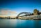 Smoothly sea by long exposure shot with Harbor bridge