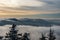 Smrk, Knehyne and Radhost hills from Lysa hora hill in winter Moravskoslezske Beskydy mountains in Czech republic