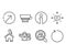 Sms, People talking and Search employees icons. Bombon coffee, Direction and Loop signs.