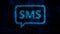 Sms sign made of blue particles on black background. Animation of message or sms