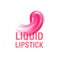 Smudge of liquid gloss for makeup palette on White background. Realistic mock-up of bright pink smear of liquid lipstick