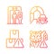 Smugglers activities prevention gradient linear vector icons set