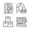 Smugglers activities prevention linear icons set