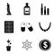 Smuggling goods icons set, simple style
