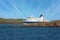Smyril cruise ferry sailing through Faroe Islands