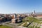 Smyrna Agora Ancient City, Izmir, Turkey. Basmane district in the background. -