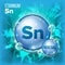 Sn Stannum Vector. Mineral Blue Pill Icon. Vitamin Capsule Pill Icon. Substance For Beauty, Cosmetic, Heath Promo Ads