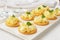 Snack crackers with deviled egg